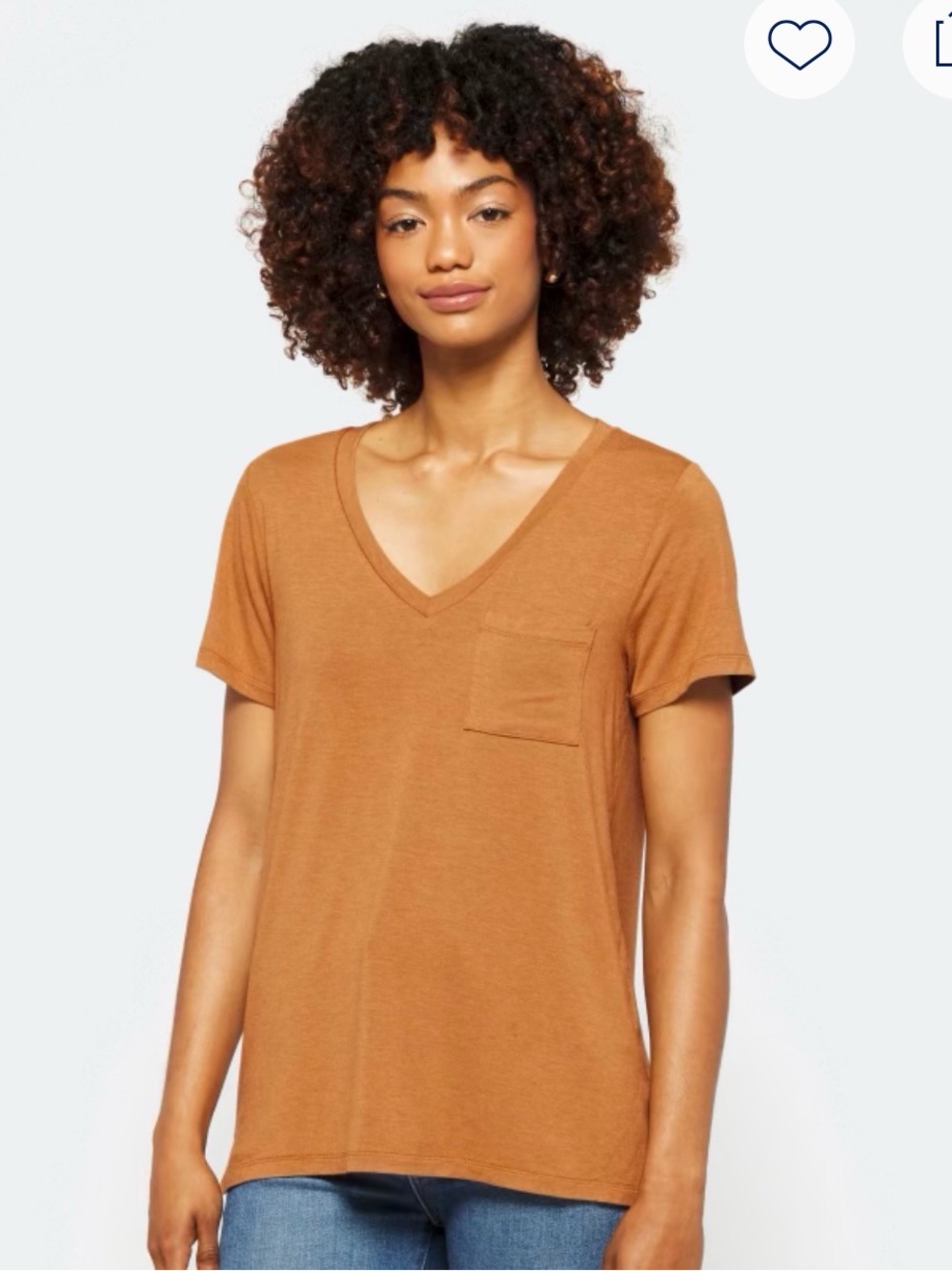 Market & Spruce Gold Brown V-Neck Pocket Tee with Stretch Stitch Fix XL